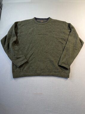 Y2K Woolrich Men's Wool Blend Crewneck Sweater, Dark Moss, Size XL